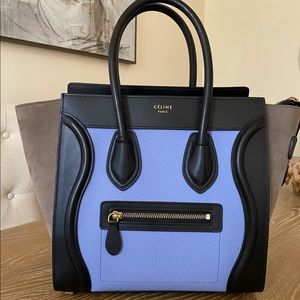 Celine Tri-Color Nubuck &  Leather Luggage Tote